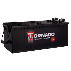 Грузовой автомобильный аккумулятор для спецтехники TORNADO 190 А·ч Обратная полярность конус/болт
